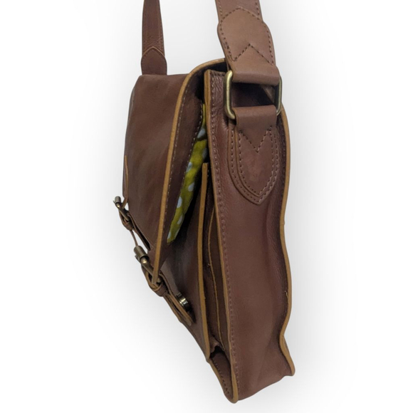 Boden Leather Messenger Crossbody Bag Brown Unisex - Picture 5 of 14